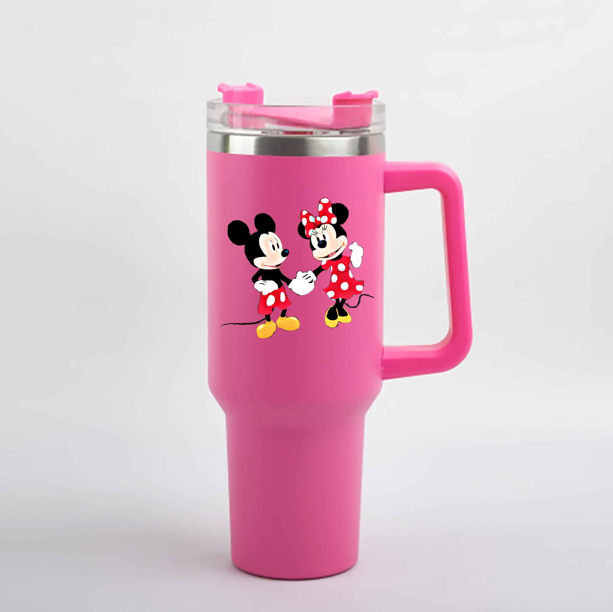 （画像用） ミッキーマウス Mickey Mouse 1200mL車用タンブラー - クリスタルステッカー（プラスチックストロー付き）